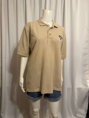 Vantage Air Force Falcons Polo Shirt Men's Medium Tan Cotton Embroidered NCAA